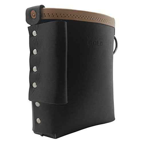3850-BLK Bolt Bag with Spud Wrench Holder and Snap Holder | Ironworker Bolt Bag, Medium Size | Premium, Ultra Durable Buffalo Leather | Commercial Grade Sliding Tool Belt Accessory