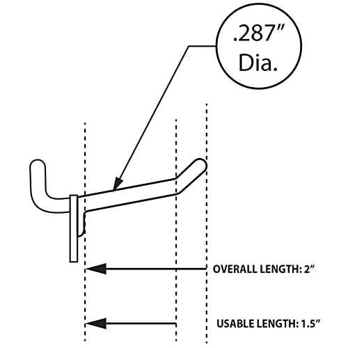Azar Displays 800072-BLK 2-Inch Plastic Hook, 50-Pack,Black