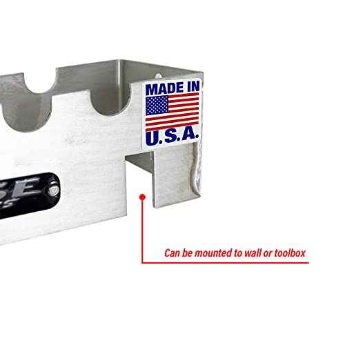 Pit Posse PP272 T Handle Rack Holder Tool Box Mount Aluminum Organizer - Made in USA - Enclosed Trailer, Garage, Automotive Shop - Holds 9 T-Handle Wrenches - Wall Mounted or Hangs on Toolbox (Silver)