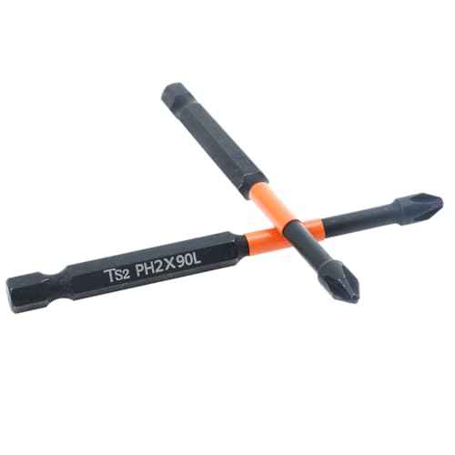 10PCS Phillips Bits #2 High Torque Impact Driver Bits Magnetic 2 Phillips Bits 3-1/2 Inch Long PH2 Bits TS2 Steel Phillips Head Drill Bits Phillips Screwdriver Bits 1/4 Hex Shank Screw Bits