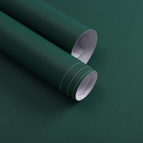 Dark Green Peel and Stick Wallpaper Dark Green Contact Paper 15.7inch¡¿118.1inch Solid Green Wallpaper Self Adhesive Decorative Wall Paper Removable Waterproof Vinyl Wallpapers for Furniture