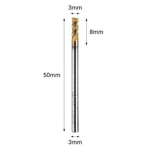 ACCUCUT A4KES 3mm Carbide Square End Mill- 4 Flute Milling Bit Set for Steel, Forge Steel, Hardened Steel, Copper, Alloys & Materials < HRC 50 - AlTiN Coating CNC Router Bit, 45 Degree Helix (3 pcs)
