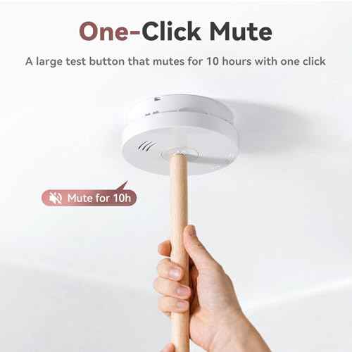 Smoke Detector 10 Year Battery, Smoke Fire Alarm with Photoelectric Sensor, Easy to Install with Magnetic Mount, Smoke Detectors with Silence Button & LED Lights for Home, 1 Pack