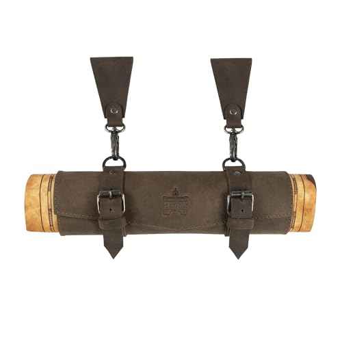 La Antigua, Rustic Map Holder with Double Belt Loops, Heavy-Duty, Multitool Organizer, Full Grain Leather, Handmade, Bourbon Brown