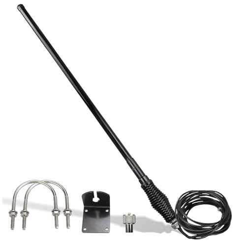 Retevis GMRS Mobile Antenna, Heavy Duty Fiberglass GMRS Antenna, 6.5dB 462-467MHz, Spring Base with 16ft RG-58U Coaxial Cable, Compatible with Midland Radio Retevis RT97 RA86(1Pack)