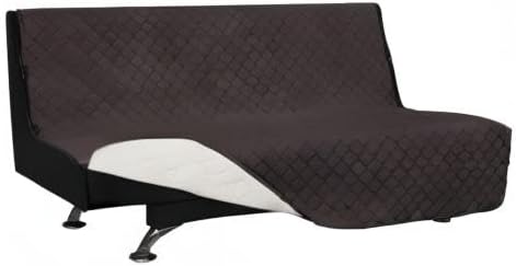 Easy-Going Futon Slipcover Reversible Sofa Cover Armless Couch Cover Water Resistant for Pets, Kids, Children, Dog, Cat (Chocolate/Ivory)