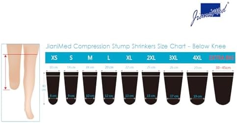 Prosthetic Stump Shrinkers – Below Knee, 40cm, Compression, Amputee Socks, 20-30, Daily use, Taiwan Excellence 4XL