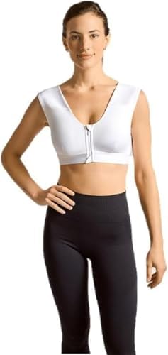 Tommie Copper Shoulder Support Compression Bra with Front Zipper Closure Wireless Posture Corrector & Back Support Bra UPF 50