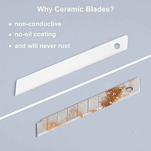 Ceramic Box Cutter Utility Knife Ceramic Blades Finger Safe Paper Knives Retractable Craft Cutter Friendly Cutters for Foam Cardboard Cutting Auto-Lock clip [5-Pack]