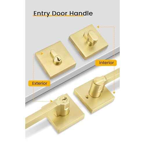 goldenwarm Gold Exterior Door Lock Set with Deadbolt, Zinc Alloy Keyed Alike Entry Door Locksets with Deadbolt, Heavy Duty Brushed Gold Exterior Door Handle (1 Pack)