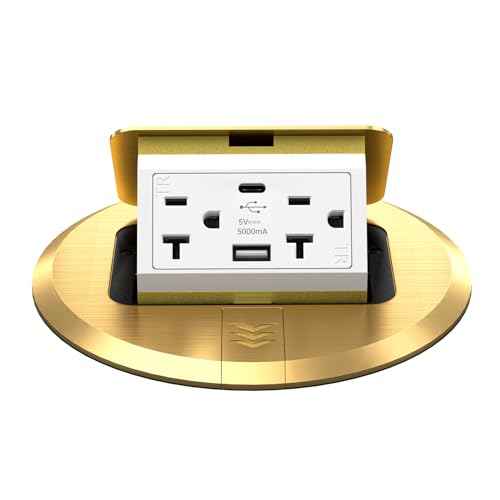 Floor Outlet 20A Pop up Outlet with 25W USB C & USB A, Floor Outlet with 2 AC Outlets Compatible with High-Power Appliances,Update The Soft Pop Make It More Stable and Smooth
