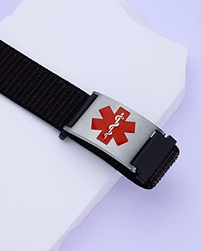 Personalized Sport Medical Alert Bracelets for Women Men - Custom Medical ID Bracelets with Free Engraving - Hook and Loop/Elastic/Stainless Steel/Silicone Watch Wristband Emergency Bracelet