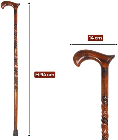 Wood Cane 36 Inches Natural Classic Wood Walking Stick Fancy Canes Ergonomic Wood Cane for Seniors (Elegant Derby Handle)