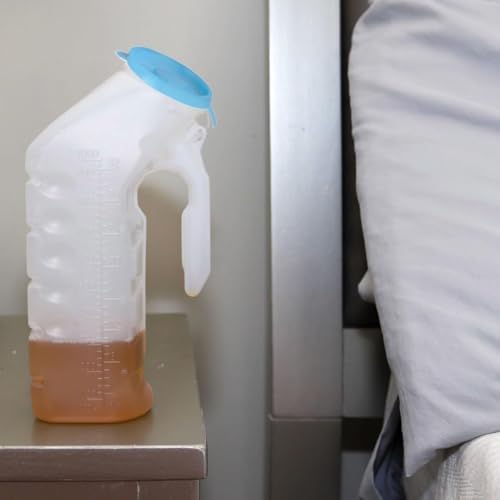 Vakly Male Urinal with Glow in The Dark Spill Proof Cover [32oz -1000ml ] Portable Pee/Urine Container Bottles for Men Used for Car, Hospitals, Incontinence, Emergency and Travel (6)