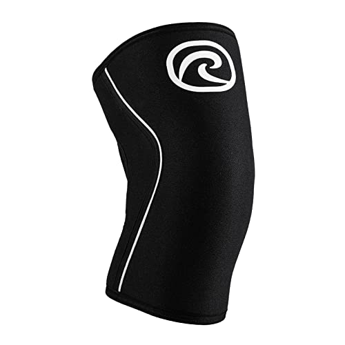 Rehband Rx Knee Sleeve Power Max, 1 piece, knee support 7mm neoprene, strongman, heavy lifting, longest knee sleeve, Colour:Black, Size:XXL