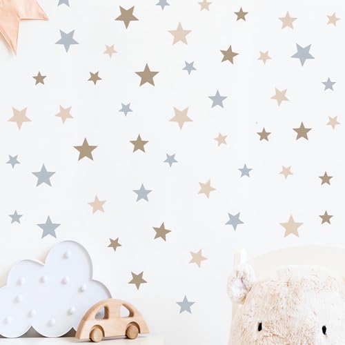 Gray Brown Stars Wall Stickers, sacinora DIY Polka Dot Art Wall Decals Removable Vinyl Peel and Stick for Nursery Kids Baby Closet Refrigerator Living Room Children's Room Bedroom Decorations