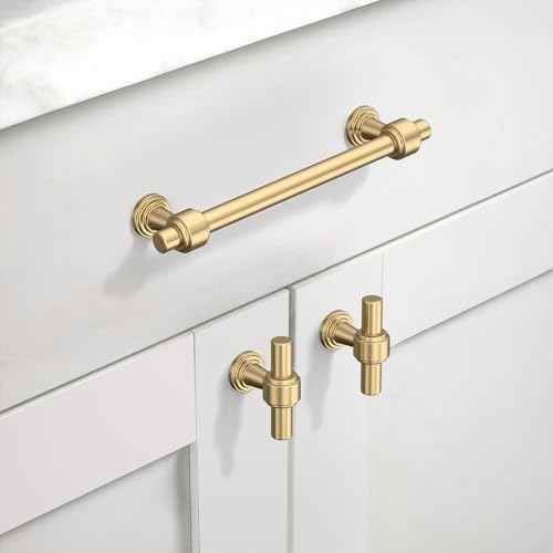 Asidrama 10 Pack 5 Inch(128mm) Champagne Bronze Cabinet pulls Kitchen Cabinet Handles, Cabinet Pulls Kitchen Cabinet Hardware for Cupboard Drawer Pulls