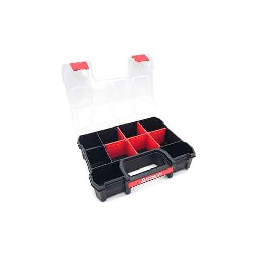 Taytools 10 Compartment Small Parts Organizer Box - Dual Latch Portable Tool Box with Removeable Dividers for Storing Hardware, Screws, Bolts, Nails, Beads or Jewely (Pack of 2)