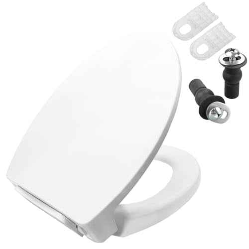 SS114 Elongated Toilet Seat Compatible with TOTO SS113/SS154/SS224/SS204, Traditional Elongated Heavy Duty Toilet Seat with Toilet Seat Bolts and Nut, ?Cotton White