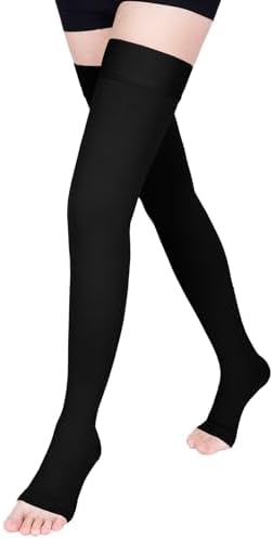 Compression Stockings for Women & Men, 15-20 mmHg Thigh High Compression socks, Medical Graduated Compression Support for Edema, Varicose Veins, Swelling