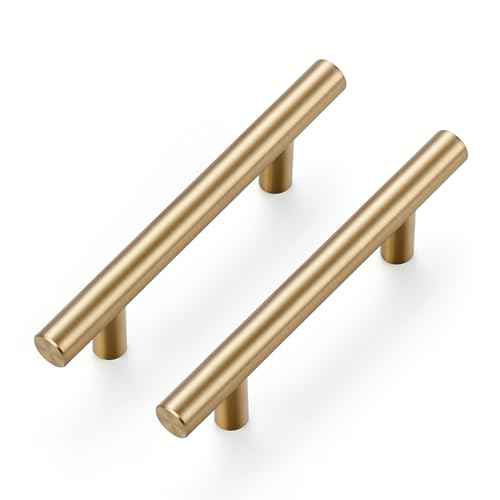 Ravinte 50 Pack 5 Inch Cabinet Pulls Champagne Bronze Stainless Steel Kitchen Drawer Pulls Cabinet Handles 5 InchLength, 3 Inch Hole Center