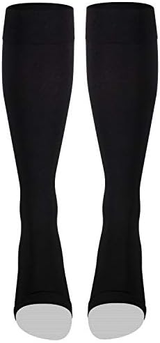 NuVein Medical Compression Stockings, 15-20 mmHg Support for Women & Men, Knee Length, Open Toe, Black, Small