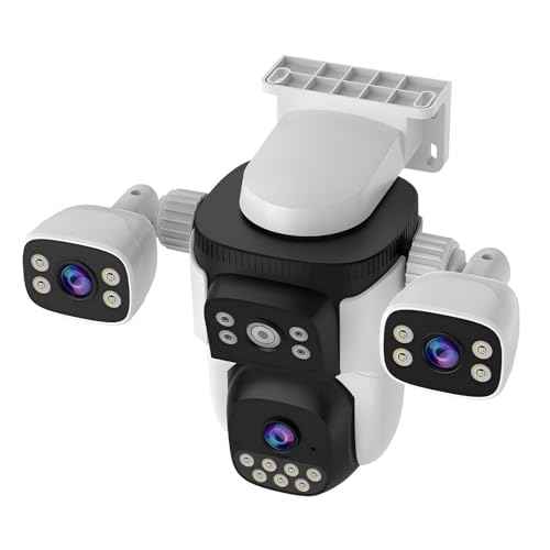 EVERSECU Triple Lens WiFi PTZ Security Camera, Three Cameras in One, Side Cameras with Adjustable All-Angle Arm, 2K 360¡Æ View No Blind Spot, Auto Tracking, Spotlight, 2 Way Audio