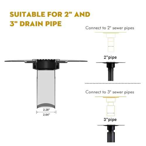 4¡± Drain Grate Kit - Compatible with Schluter Systems Kerdi Shower Drain - Shower Floor Drain Kit with Flange - SUS 304 Stainless Steel Grate & 2 Inch ABS Flange & CUPC Certification - Brushed Brass
