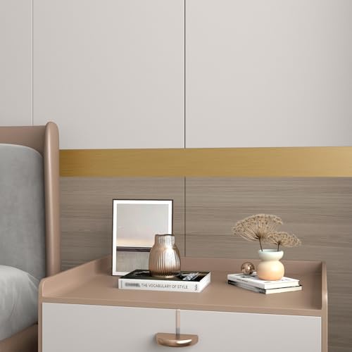3x236 Inch Metallic Wallpaper Border Peel and Stick Gold Metallic Wallpaper Border Self Adhesive Brushed Wall Trim Gold Mirror Frame Sticker Stainless Mirror Frame for Bathroom Waterproof