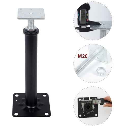 4 Pack Adjustable House Floor Jacks ? 16"-20" Heavy Duty House Jacks for Leveling, Steel Support Posts for Beams, Decks, Crawl Spaces, Basements-Black