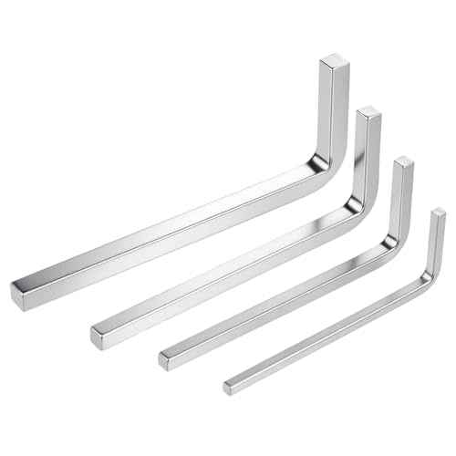 4 PCS Square Head Wrench Set (0.12in 0.16in 0.2in 0.24in), Square Head Screwdriver L Shaped Square-Key Kit Chrome Vanadium Steel L Shaped Screwdriver Reliable Elbow Wrench Set for Pocket Hole Screws