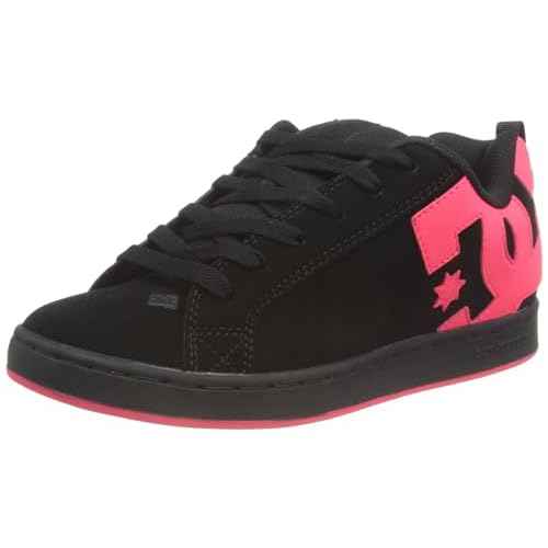 DC womens Court Graffik Skate Shoe, Black/Hot Pink, 7.5 US