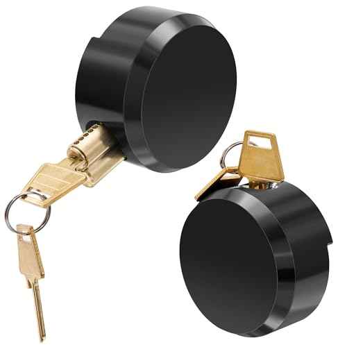 Heavy Duty Hidden Shackle Puck Lock, Hidden Shackle Padlocks Keyed Alike Trailer Puck Padlocks with Enlarged Lock for Vans (Black-2 Piece)