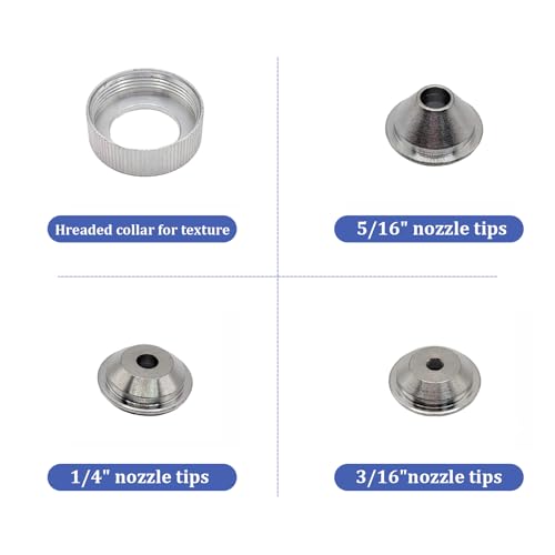 Texture Sprayer Orifice Tip Set for Wal-Board Drywall Texture Hoppers Guns Professional for Wal-Board Drywall, 3Pcs Nozzle Tips 1Pc Threaded Collar