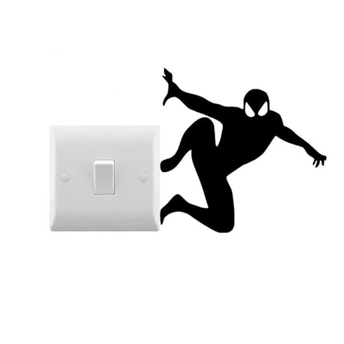 4 Man in a Spider Superhero Costume Small Light Switch Sticker/Cars/Laptop/Water Bottles/Wall Decal (Black)