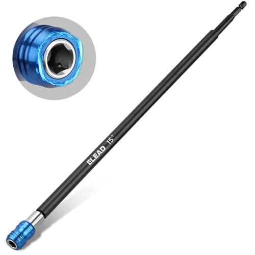 ELEAD Drill Bit Extension Set, 15" Magnetic Drill Screwdriver Bit Holder Extender with Aluminum Sleeve, 1/4 Inch Hex Shank Quick Release Extension Adapter