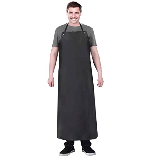 K Y KANGYUN 3 Pack Men's Black Waterproof Rubber Vinyl Work Apron- 43"x29" Heavy Duty Model,Best for Staying Dry When Dishwashing, Lab Work, Butcher, Dog Grooming, Cleaning Fish