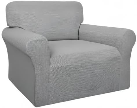 Easy-Going 100% Waterproof Chair Couch Cover, Dual Waterproof Sofa Cover, Stretch Jacquard Sofa Slipcover, Leakproof Furniture Protector for Kids, Pets, Dog and Cat (Chair, Light Gray)