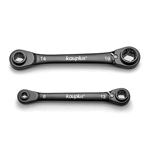 4 in 1 Non-Slip Box End Reversible Ratcheting Wrench Set - 2PCS, Metric, 6pt., 120-Tooth Ratcheting gear, 8MM to 19MM