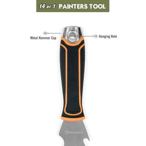 ROLLINGDOG 14-IN-1 Painter's Tool, Stainless Paint Scraper, Paint Roller Cleaner, Putty Knife, Multi-Use Painters Tool