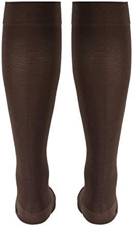 NuVein Medical Compression Stockings, 20-30 mmHg Support for Women & Men, Knee Length, Open Toe, Brown, Small