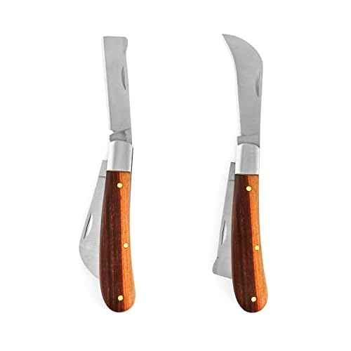 QWORK Grafting Gardening Knife, Flexible Grafting Kit, Double-Blade Garden Knife for Budding Pruning, with 2 Plants Repair Tapes for Floral Fruit Tree