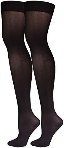 Truform Women's Compression Stockings, 20-30 mmHg, Thigh High Length, Closed Toe, Opaque, Black, X-Large