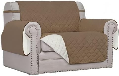 Easy-Going Oversized Chair Sofa Slipcover Reversible Sofa Cover Water Resistant Couch Cover Furniture Protector Cover with Elastic Straps for Pets Dog (Oversized Chair, Camel/Ivory)