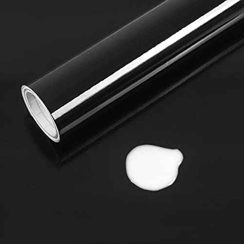 Abyssaly Black Contact Paper Peel and Stick Countertops Glossy Self-Adhesive Removable Wallpaper 15.7 in x 118 in Kitchen Wallpaper for Cabinet Vinyl Film Shelf Paper