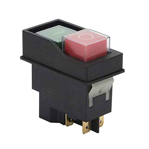 Magnetic On-Off Switch Electromagnetic Pushbutton Switches for Electric Power Tools Grinder Cutting Machine Tool Equipment,4 Pins 16A 110V