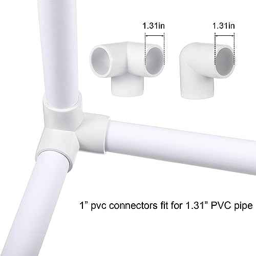 Xuniea 42 Pieces 1 Inch PVC Pipe Fittings Elbow Set Tent Connection Tee Heavy Duty PVC Elbow Fittings for Greenhouse Shed Pipe, Furniture Build and More