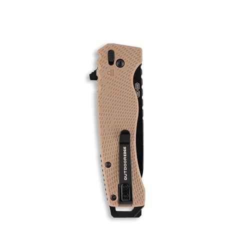 OUTDOOR EDGE Razor XD1 Folding Knife ? Heavy-Duty 3" Replaceable Blade, Tan Handle with Pry Bar & Bottle Opener ? Includes 2 Black Sheepsfoot Blades & 1 Utility Blade