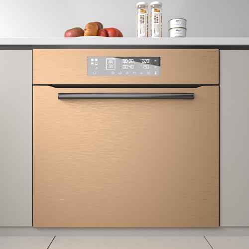 LACHEERY Brushed Stainless Steel Contact Paper for Kitchen Appliances Metallic Gold Wallpaper Peel and Stick Modern Waterproof Self Adhesive Metal Look Contact Paper for Fridge Dishwasher 15.8"x80"