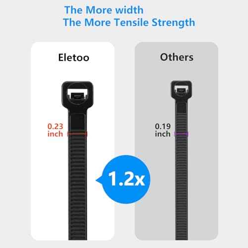 Eletoo18 Inch Black Zip Ties Heavy Duty 1000 Pack, 75LBS Tensile Strength, Self-Locking Heavy Duty UV Resistant Cable Ties for Indoor and Outdoor Use